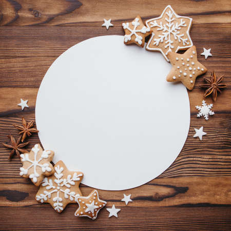 Christmas and New Year greeting card mockupの写真素材