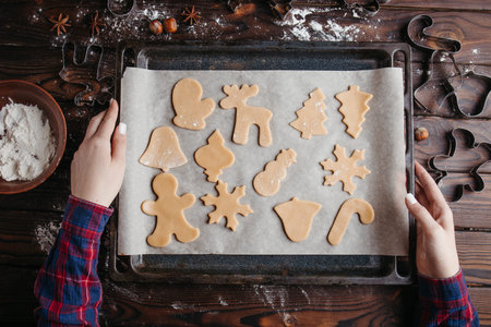 Christmas and New Year holidays, family celebration traditions. Mother cooking festive homemade...
