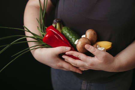 Vegan, no meat, lactose free and nonviolent foodの写真素材