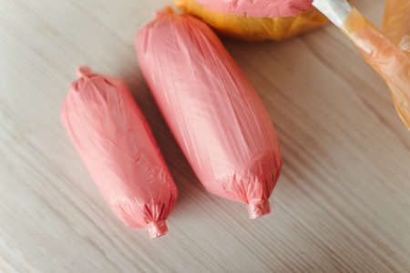 Microplastic. Artificial food made of plastic bagsの写真素材