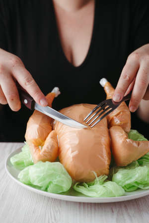 Microplastic. Artificial food made of plastic bagsの写真素材