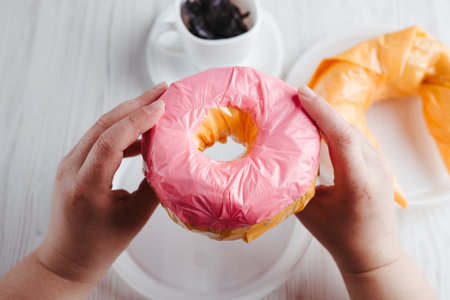 Micro plastic pollution. Recycled waste in foodの写真素材