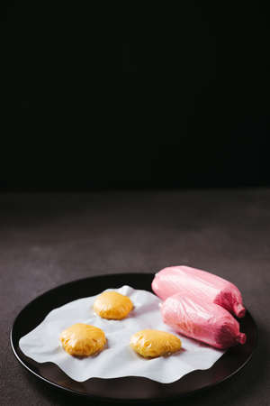 Micro plastic pollution. Recycled waste in foodの写真素材