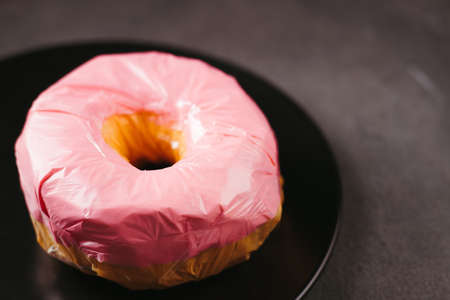 Micro plastic pollution. Recycled waste in foodの写真素材