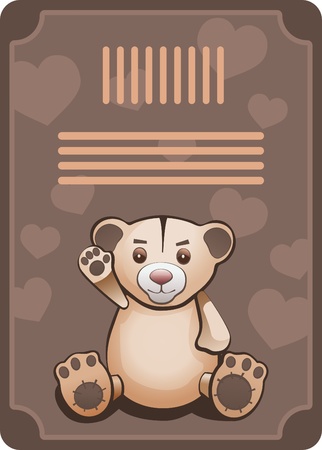 Teddy bear. Card with text area. All objects are grouped and layered.のイラスト素材