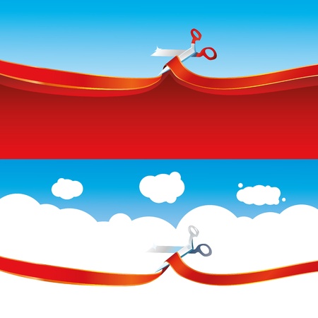 Scissors cutting ribbon のイラスト素材