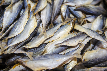 dried fish at ban pe market in royong, thailandの写真素材