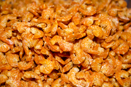 Dried shrimps for sale at the wet market of Ban Pe, Rayong, Thailandの写真素材