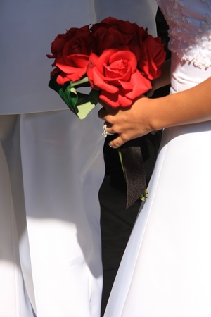 Woman holding Bridal Bouquetの写真素材