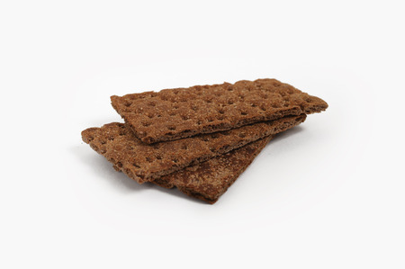 Dietary rye bread on white backgroundの写真素材