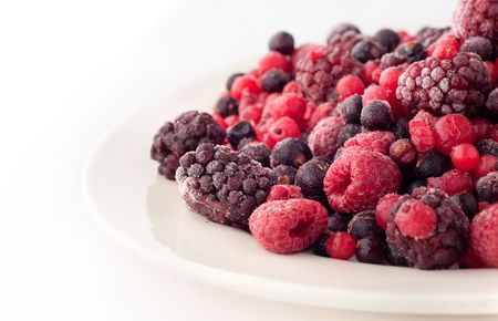 Frozen raspberries, blackberries, cranberries and currantsの写真素材