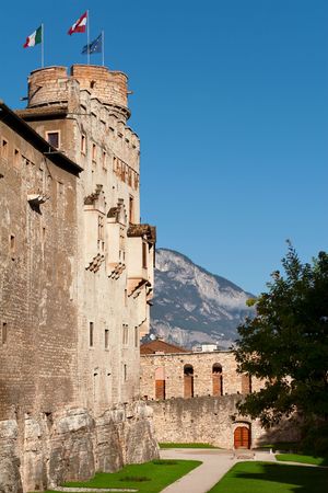 Backyard of Castello del Buonconsiglio, Trento, Italy (the place where national hero Cesare Battisti was executed)の写真素材