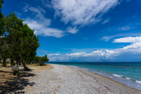 Coast of the Corinthian gulf, Peloponnes, Greeceの写真素材