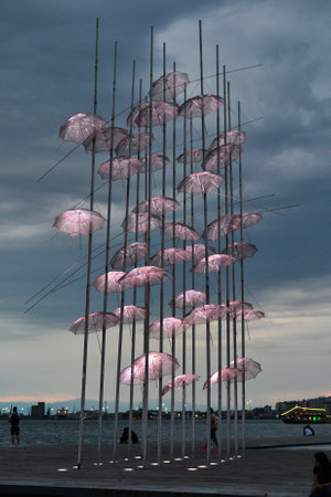 Umbrella installation in Thessaloniki, Greece.の写真素材