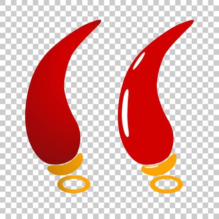 Set of two isolated neapolitan red lucky horns with dolden rings on transparent backgroundのイラスト素材