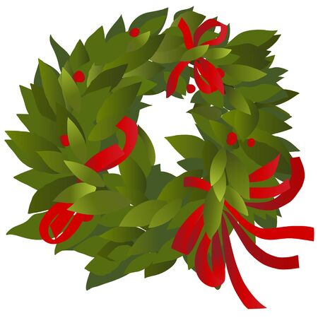 Laurel wreath for italian graduation with red ribbonsのイラスト素材