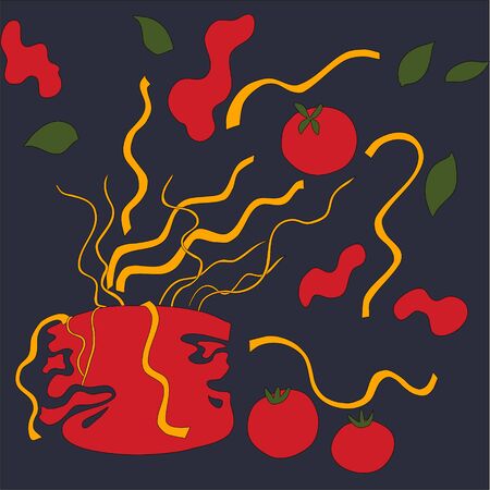 Pasta spaghetti with tomatoes vector illustrationのイラスト素材
