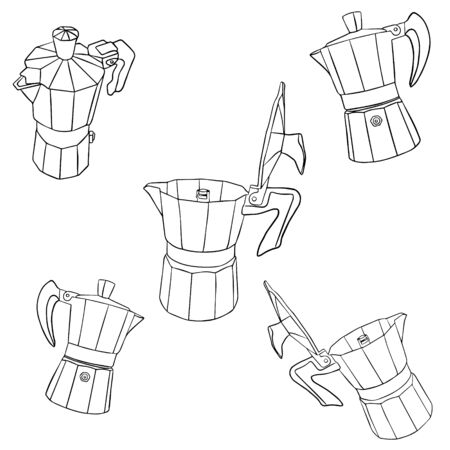 Isolated coffee maker vector illustration elements patternのイラスト素材