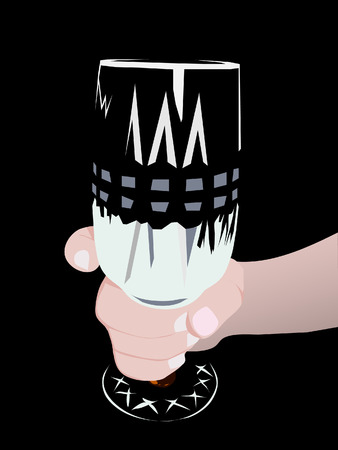 hand with crystal glassのイラスト素材