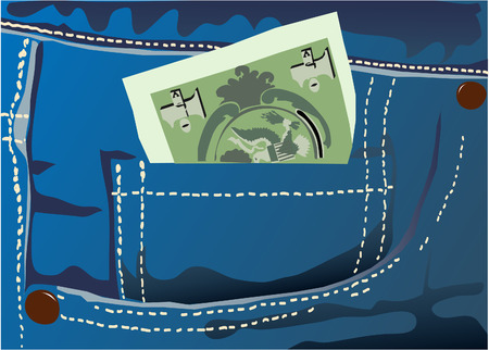 money in jeans pocketのイラスト素材
