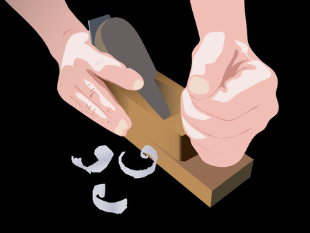 wooden plane in useのイラスト素材