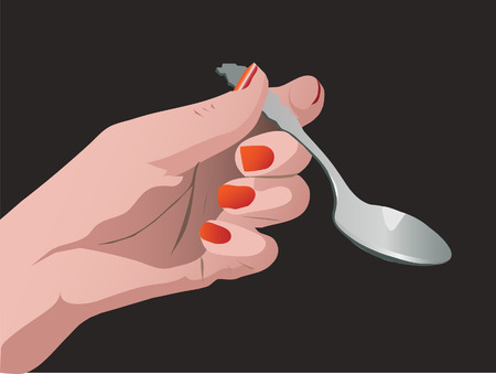 woman hand with spoonのイラスト素材