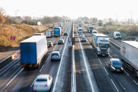 Morning View of frozen UK Motorway.の写真素材