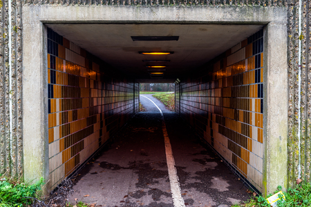 Pedestrian and ciclyst path under roadの写真素材
