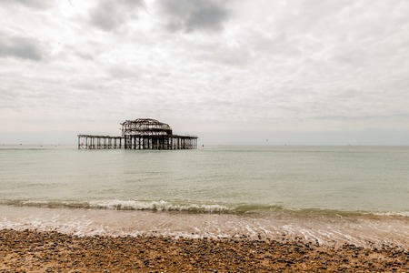 Day view of Brighton Pier after fireの写真素材