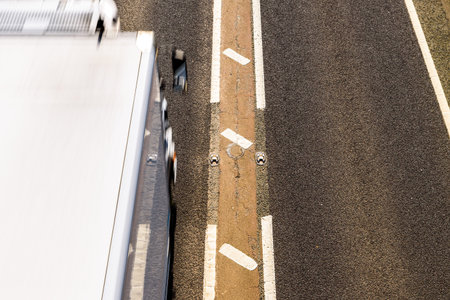Overhead View of UK Motorway Road Sunny Day