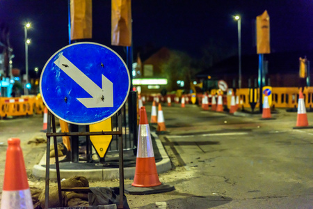 UK Road Services Roadworks Cones and Signsの写真素材