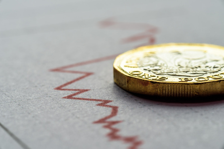 New British One Pound Sterling Coin Chart Rateの写真素材