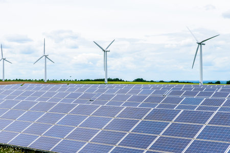 Day view solar panel system installed on UK field