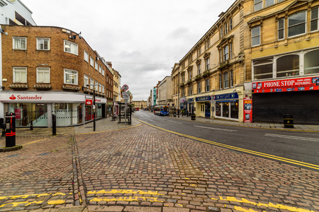 Northampton, UK - Aug 09, 2017: Cloudy rainy day view of Northampton Town Centre Streetsのeditorial素材