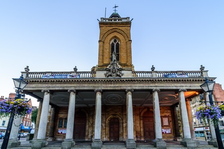 Northampton, UK - Aug 10, 2017: Clear Sky morning view of All Saints Church in Northampton Town Centreのeditorial素材