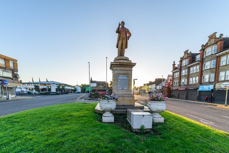 Northampton, UK - Aug 10, 2017: Clear Sky morning view of Charles Branlaugh Monument on Abinton Street Northampton Town Centreのeditorial素材