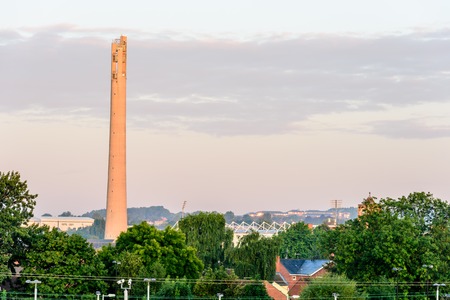 Northampton, UK - Aug 31, 2017: Northampton National lift tower over morning cityscapeのeditorial素材