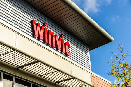 Northampton UK October 3, 2017: Winvic logo sign stand Northampton industrial estate.のeditorial素材