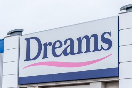 Northampton, UK - Oct 26, 2017: View of Dreams Logo in Nene Valley Retail Park.のeditorial素材