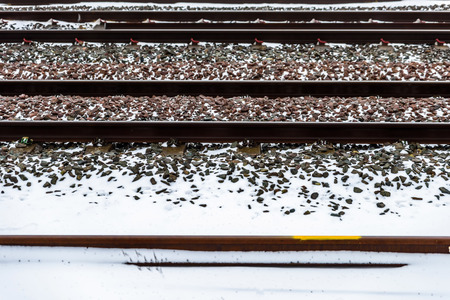 Winter day view of UK Railroad Tracks in Englandの写真素材