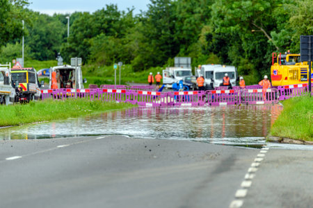 flood road in england blocked for emergency