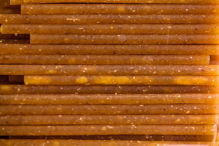 raw durum spaghetti background close up shotの写真素材