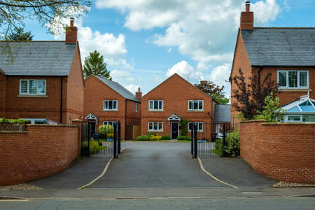 New built houses private yard property in england uk.の写真素材