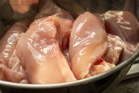 raw chicken breast fillet background closeup