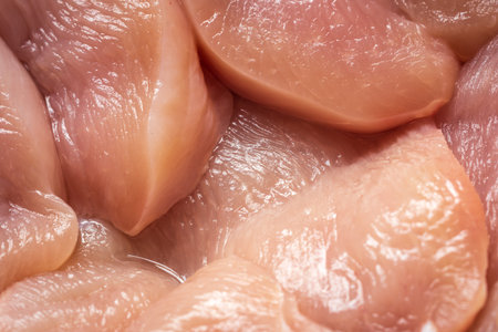 raw chicken breast fillet background closeup.