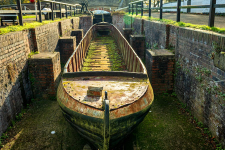 canal river day view in stoke bruerne england ukの写真素材