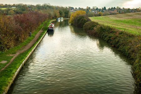 canal river day view near blisworth england uk