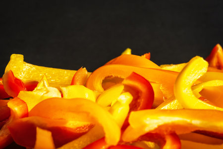 fresh cut pepper closeup colorful pattern background