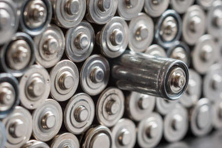 AA batteries background closeup viewの写真素材