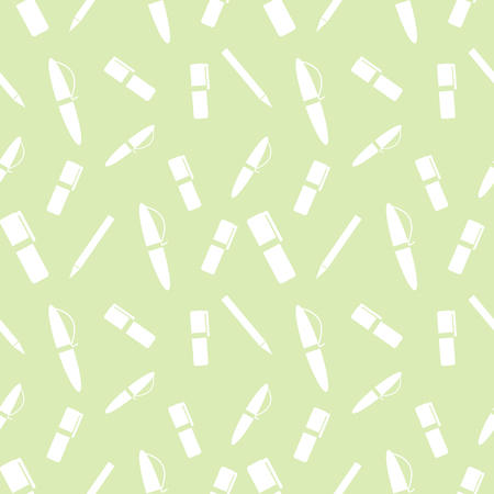 Seamless vector pattern, light pastel shadeless chaotic background with stationeryのイラスト素材